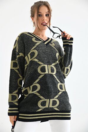 Ftz Women Kadın D Desenli Bluz Siyah