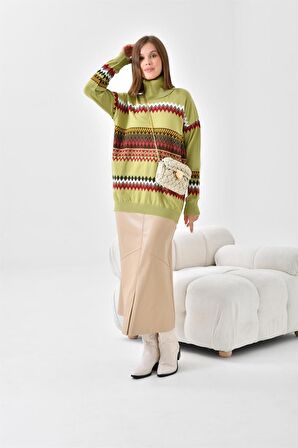 Ftz Women Kadın Etnik Desenli Bluz Su Yeşili 20075