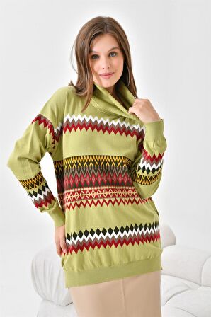 Ftz Women Kadın Etnik Desenli Bluz Su Yeşili 20075