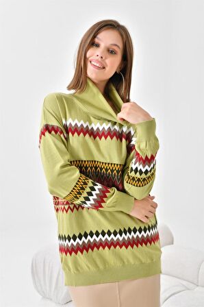 Ftz Women Kadın Etnik Desenli Bluz Su Yeşili 20075