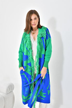 Ftz Women Kadın Uzun Saçaklı Giyçık Saks Mavi 21-6053