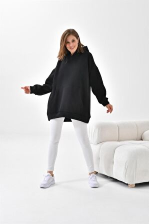 Ftz Women Kadın 3 İp Şardonlu Kapüşonlu Sweatshirt Siyah 10000