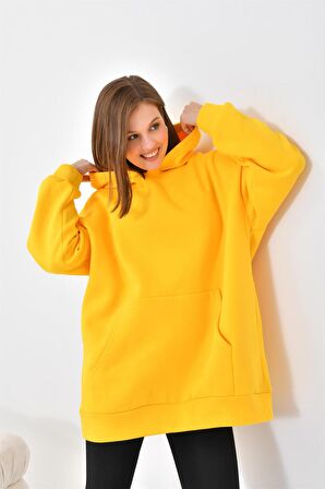 Ftz Women Kadın 3 İp Şardonlu Kapüşonlu Sweatshirt Sarı 10000