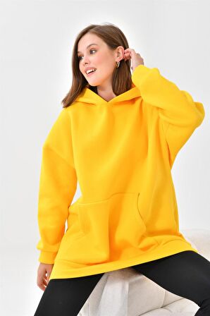 Ftz Women Kadın 3 İp Şardonlu Kapüşonlu Sweatshirt Sarı 10000