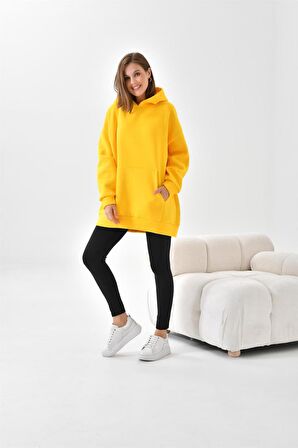 Ftz Women Kadın 3 İp Şardonlu Kapüşonlu Sweatshirt Sarı 10000