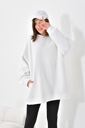 Ftz Women Kadın 3 İp Şardonlu Sweatshirt Ekru 10001