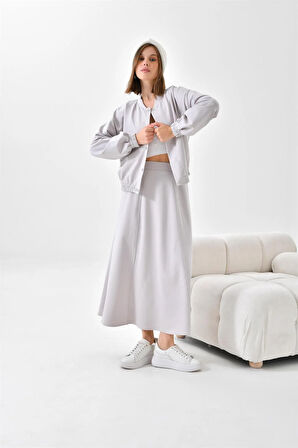 Ftz Women Kadın İki İp Etekli Takım Gri 30619