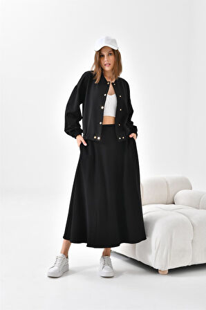 Ftz Women Kadın İki İp Etekli Takım Siyah 30619