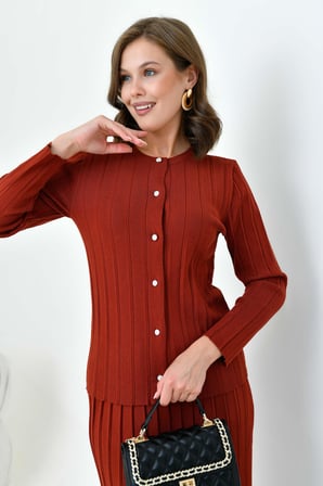 FTZ Women Kadın Pileli İkili Takım  Kiremit 20680