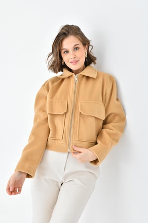 FTZ Women Kadın Kaşe Ceket  Camel RBN4070