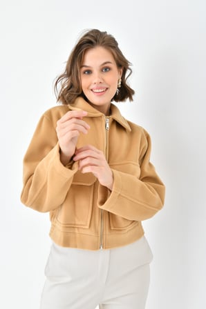 FTZ Women Kadın Kaşe Ceket  Camel RBN4070