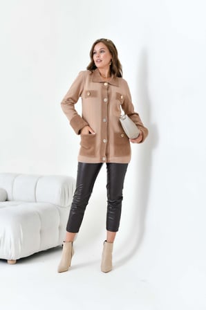 FTZ Women Kadın Pile Detaylı Hırka  Camel 20714