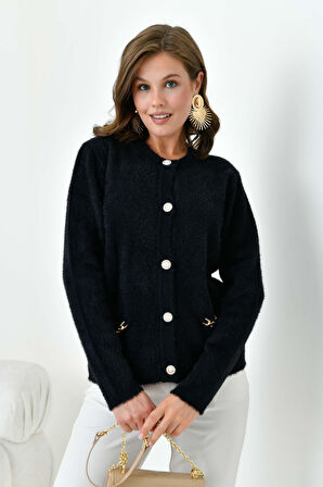 Ftz Kadın Aksesur Detaylı Hırka Siyah 20749