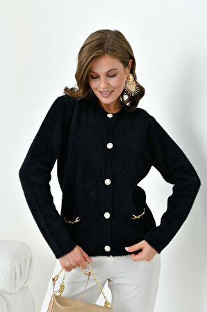 Ftz Kadın Aksesur Detaylı Hırka Siyah 20749