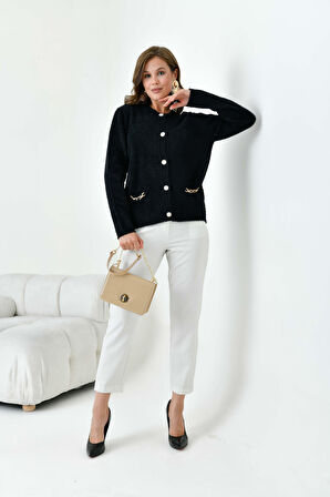 Ftz Kadın Aksesur Detaylı Hırka Siyah 20749