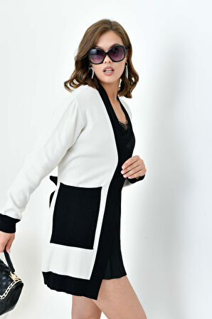 Ftz  Kadın İki Renkli Giycık Ekru 20716