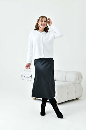 Ftz Kadın İnci Detaylı Hırka Ekru 20748