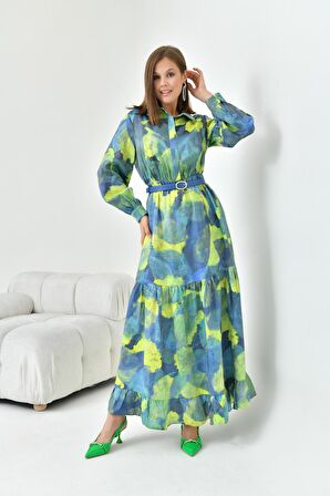 FTZ WOMEN Kadın DESENLİ ELBİSE Sarı 30852