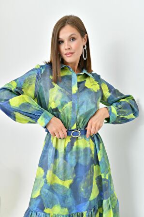 FTZ WOMEN Kadın DESENLİ ELBİSE Sarı 30852