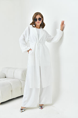 FTZ Women Kadın Kesme Jakar Üçlü Takım  Ekru 30847