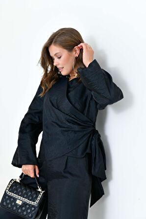 FTZ Women Kadın Pantolonlu Simli Takım  Siyah 30863