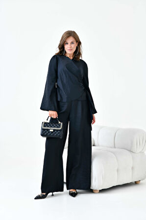 FTZ Women Kadın Pantolonlu Simli Takım  Siyah 30863