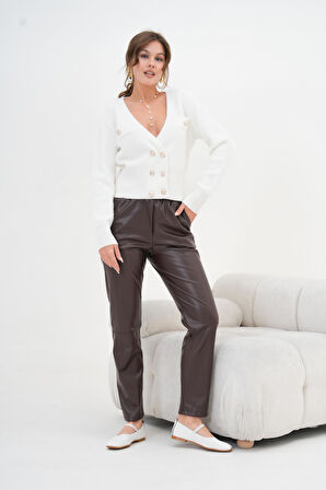 Ftz Kadın Kruvaze Kısa Hırka Ekru 20779