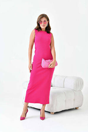 Ftz Kadın Kaşkorse Japon Kol Elbise Fuşya 30900