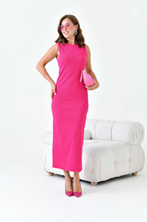 Ftz Kadın Kaşkorse Japon Kol Elbise Fuşya 30900