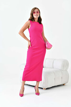 Ftz Kadın Kaşkorse Japon Kol Elbise Fuşya 30900