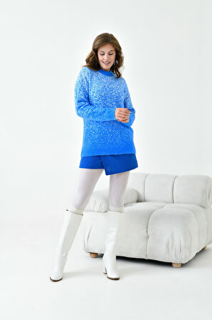 Ftz Kadın Geçişli Kazak Mavi 20942