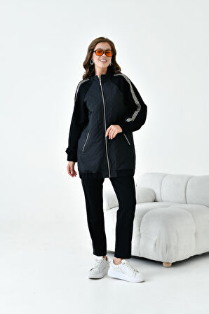 Ftz Kadın Kapitone Detay Takım Siyah 30910