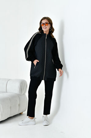 Ftz Kadın Kapitone Detay Takım Siyah 30910