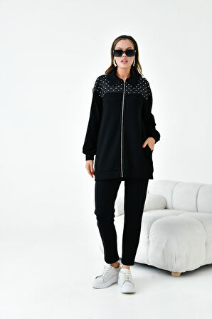 Ftz Kadın İki İp Taş Detya Takım Siyah 30938