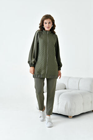 Ftz Kadın Kapitone Detay Takım Haki 30910