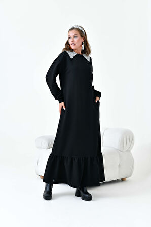 Ftz Kadın Bebe Yaka Elbise Siyah 30968