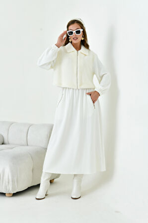 FTZ Women Kadın Angora Etekli Takım  Ekru 30986