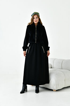 FTZ Women Kadın Angora Etekli Takım  Siyah 30986