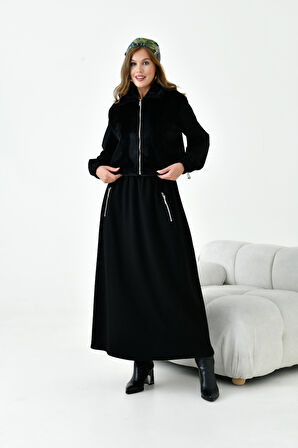 FTZ Women Kadın Angora Etekli Takım  Siyah 30986