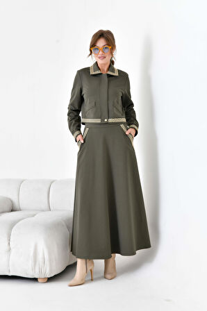 FTZ Women Kadın İki İp Taşlı Takım  Haki 30925