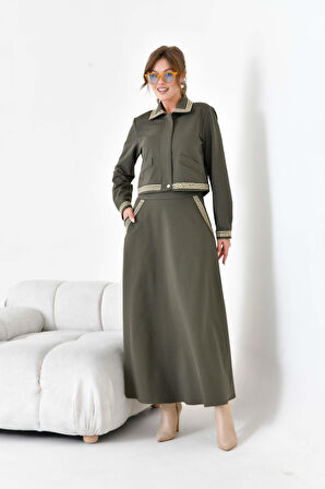 FTZ Women Kadın İki İp Taşlı Takım  Haki 30925