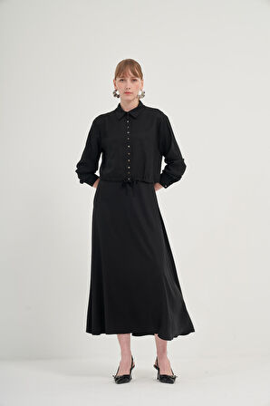 FTZ Women Kadın Etekli Tansel Takım  Siyah 31007