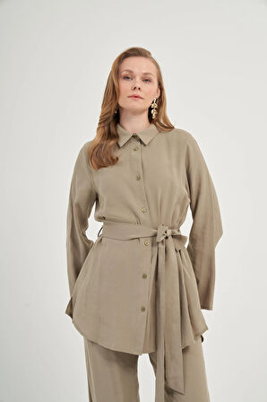 FTZ Women Kadın Modal Pantolonlu Takım  Haki 31011