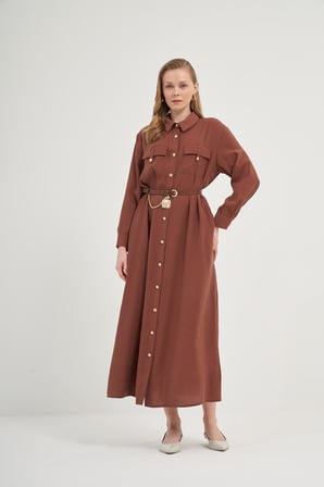 FTZ Women Kadın Modal Elbise  Kiremit 31016