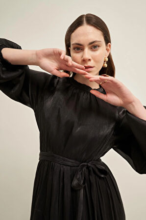 FTZ Women Kadın Ornagze Elbise  Siyah 31018