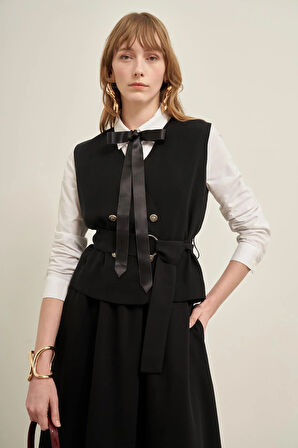 FTZ Women Kadın Yelek Etek Takım  Siyah 31034