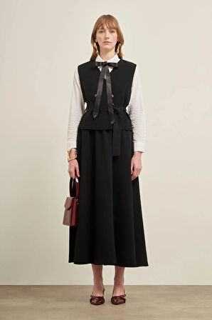 FTZ Women Kadın Yelek Etek Takım  Siyah 31034