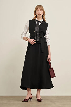 FTZ Women Kadın Yelek Etek Takım  Siyah 31034