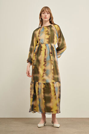 FTZ Women Kadın İpek Şifon Elbise  Sarı 31028