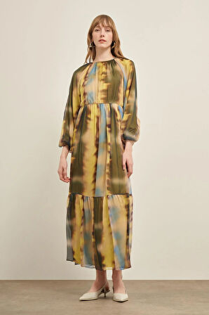 FTZ Women Kadın İpek Şifon Elbise  Sarı 31028